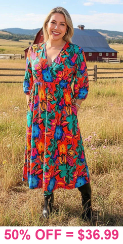 Beautiful Floral Midi Dress V-Neck