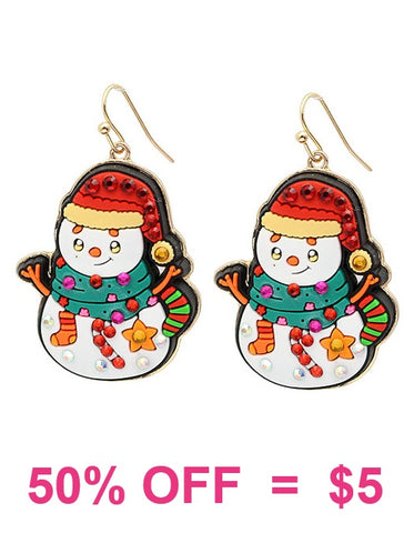 Snowman earrings with bling