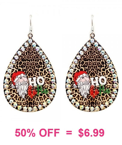 HO HO HO Leopard Christmas earrings