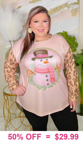 Leopard Snowman long sleeve top