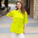 Lime Textured button up shirt