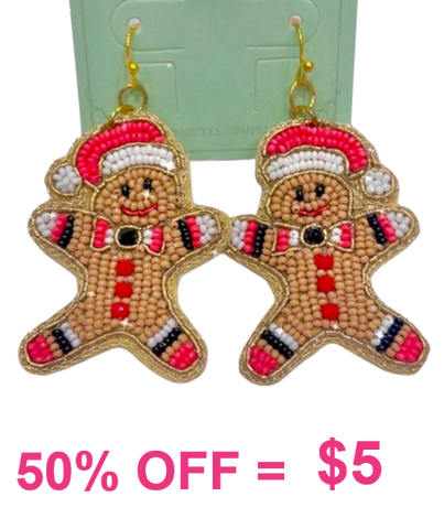 Gingerbread man Beaded earrings