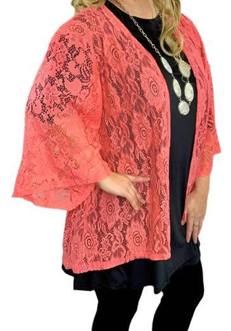 Coral Lace Cardigan