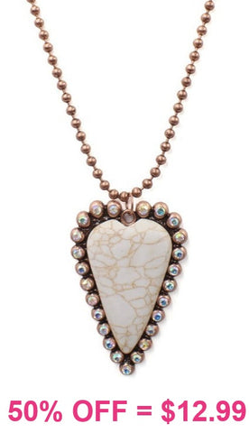 Cream Heart & Copper Ball Chain Necklace