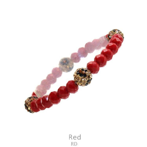 Red & Bling Leopard Crystal Stretch Bracelet