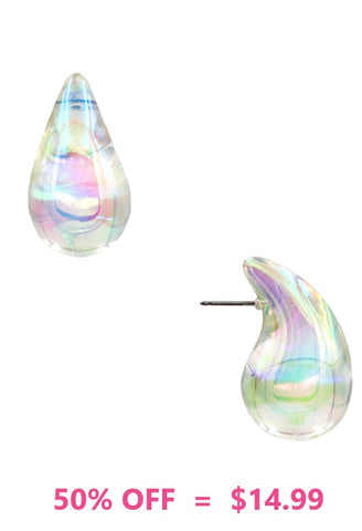 Iridescent Clear Trendy teardrop earrings