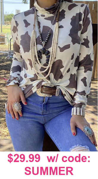 Cow print turtleneck shop