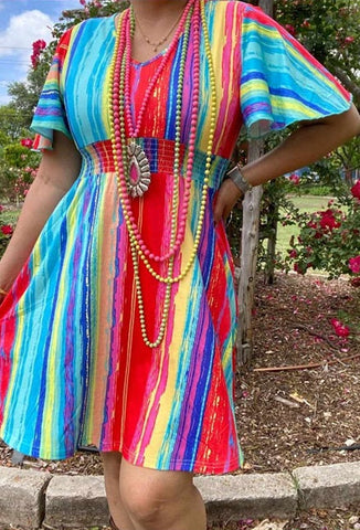 3X : Colorful Striped Dress