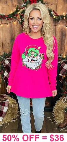 Neon SANTA patch Pink sweatshirt