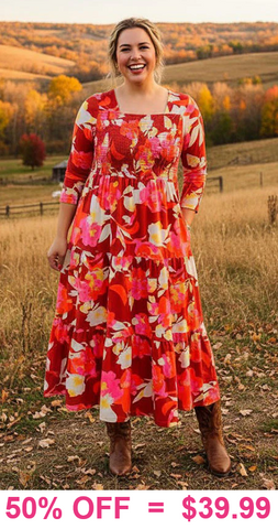 Orange Floral Fall Dress