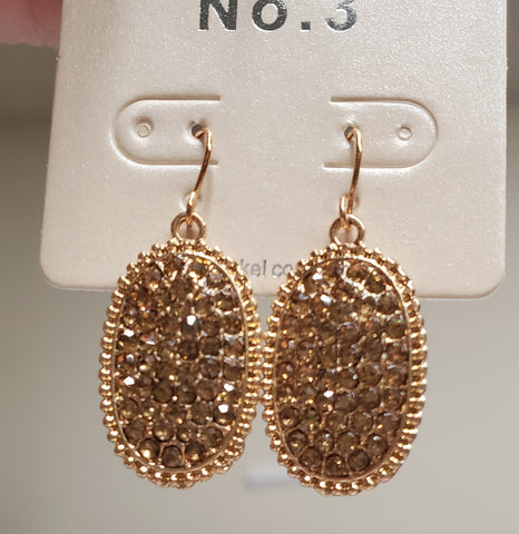 Topaz Bling Oval Earrings with Gold Tone Border