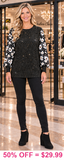 Black bling top with floral sleeves