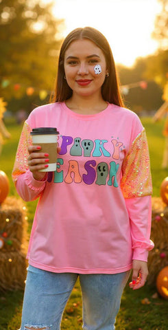 Spooky Season sequin long sleeve top