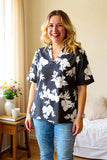 Grey top with white floral print