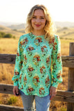Western Horse Mint long sleeve top