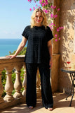 2X,3X  : 2 Piece Set: Black thread textured top & pants