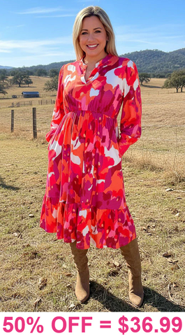 Orange & Pink Printed Dress