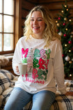 2X, 3X MERRY Christmas white long sleeve top