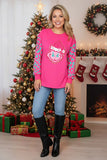 Pink Christmas sweatshirt turquoise leopard sleeves