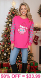 Pink Christmas sweatshirt turquoise leopard sleeves
