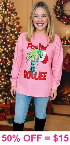 2X,  : Feeling Boujee Pink long sleeve top