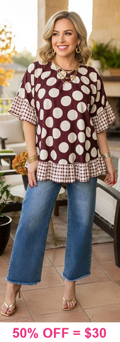 Brown Polka Dot top