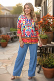 Sunset Mosaic colorful print top