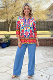 Sunset Mosaic colorful print top