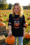 Pumpkin Season with leopard bows black top