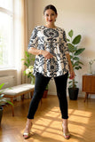 White & Black Damask Top