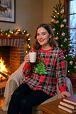 Sequin Christmas Tree Plaid Long sleeve top