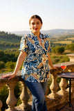 S, M, 2X, 3X Blue, Tan, Cream design top