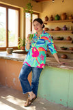 Blue & Green baby doll blouse - Loose Fit