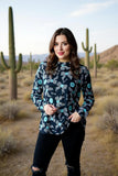 M, 2X, 3X Black long sleeve top with checkered Bows