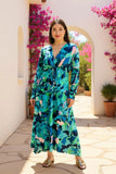 Green & Blue twist Dress With Shark Bite Hem