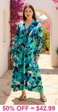 Green & Blue twist Dress With Shark Bite Hem