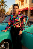 Black & Colorful print long sleeve top - Loose Fit