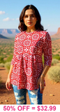 Red & White Baby doll top