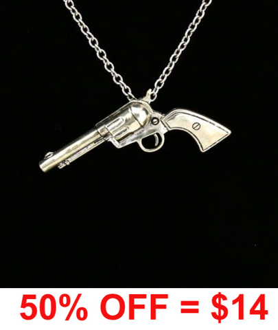 Western Pistol Pendant Necklace