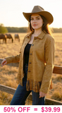 Western suede-like fringe jacket