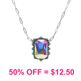 Rectangle Colored Glass Stone w/TQ Stone Necklace