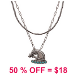 Horse Pendant Layered Necklace
