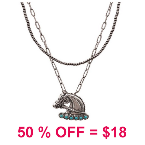 Horse Pendant Layered Necklace
