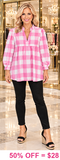 Pink plaid baby doll top