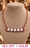 Copper Bling Gemstone pendant silver chain necklace