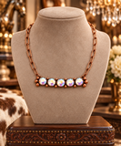 Copper Bling Gemstone pendant silver chain necklace