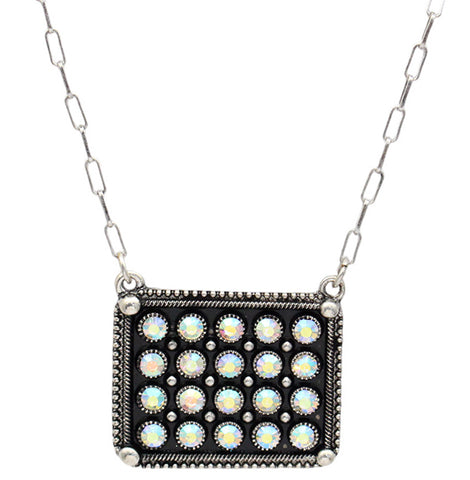 Western Rectangle w/Bling Stone Necklace