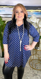 S,M,L : Navy Polka Dot Scoop Tunic