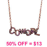 Rhinestone "COW GRL" Metal Necklace