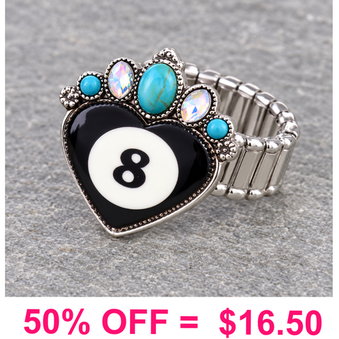 8 Ball Heart Stretchable Band